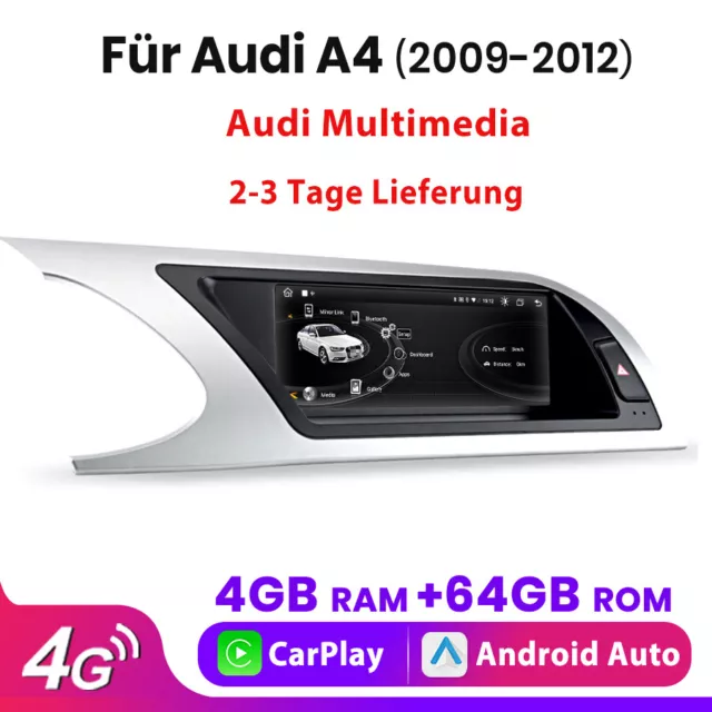 Carplay para Audi A4 A5 B8 S4 S5 8.8" Android 12 radio de coche GPS navegación WIFI BT 4+64G