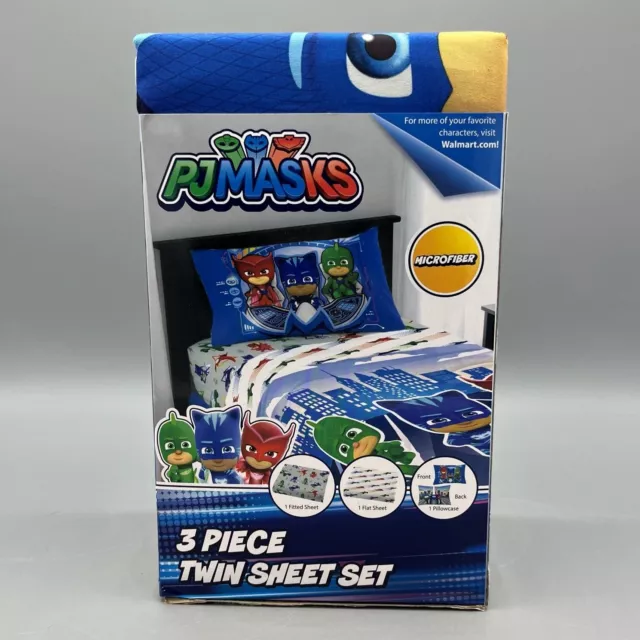 PJ Masks 3 Piece Twin Sheet Set Microfiber Gekko, Catboy & Owlette