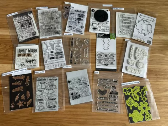 Lot of Clear Sentiment Rubber Stamps & Dies ~ card making/scrapbooking