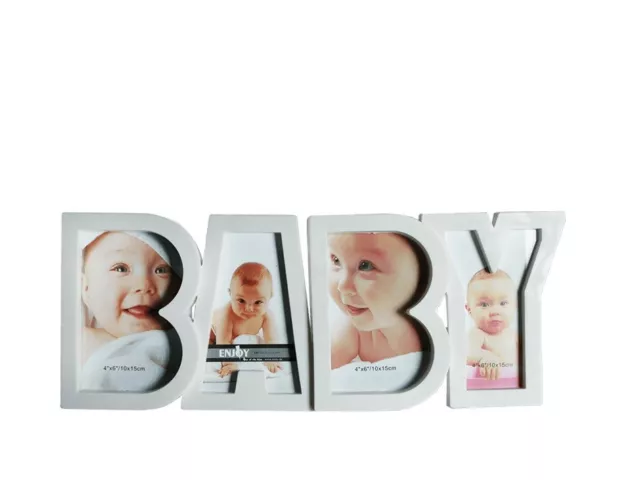 Baby Photo Frame White Picture - Gift Present 4 Pictures - Memories