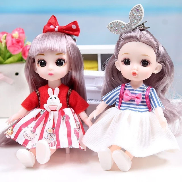 BJD Cute Dolls Movable Joints Princess Dress Fashion Doll Girls Play Set 17 cm