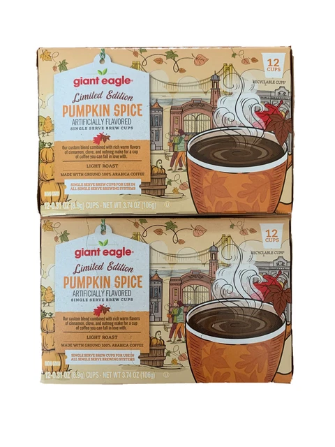 24 PUMPKIN SPICE Single Serve Brew K Cup Coffee Giant Eagle Light Roast Arabica