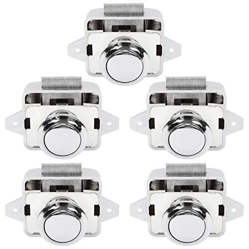OCGIG 5 PCS Push Button Latch Cabinet Door Catch Keyless Cupboard Locks