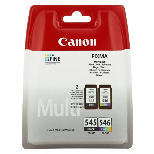 2 ORIGINALI CANON PG545+CL546 PER Canon Pixma MG2400 Series MG2550 MG2500 Series