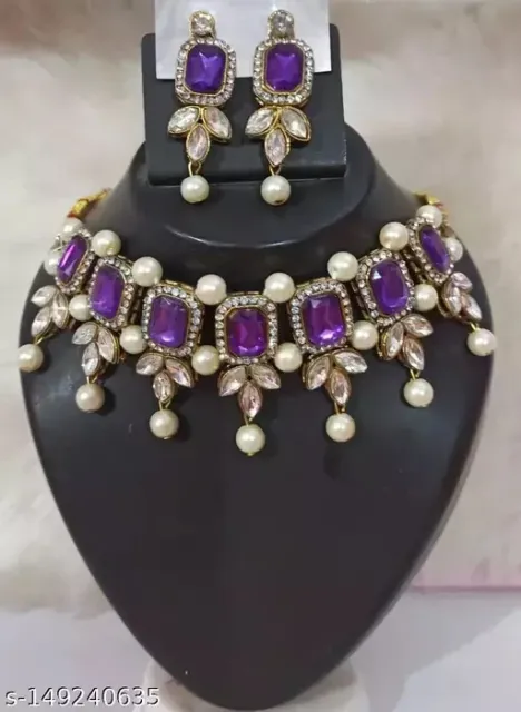 South Indian Gold-Plated Long Necklace Bridal Temple Earring Fashion Jewelry Set