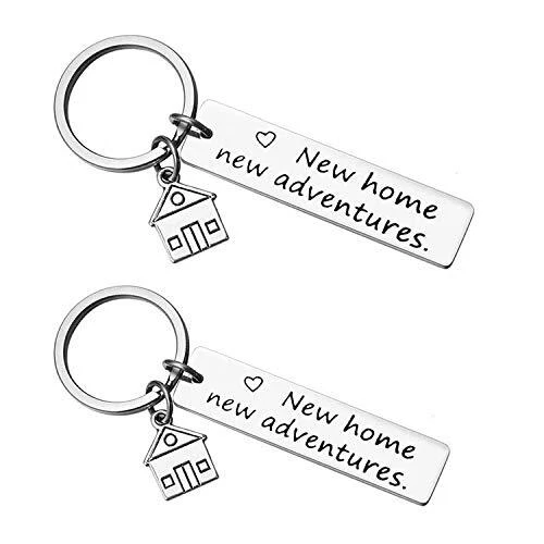 Pendentif en forme de maison porte-clés Logo en métal poli porte-clés cadeaux...