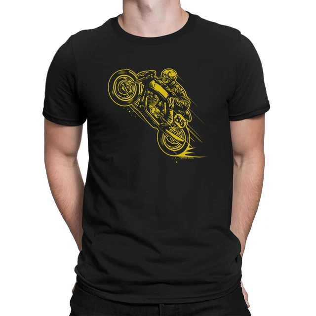 T-shirt uomo Ghost Rider biker ORGANICA moto teschio abbigliamento bici regalo