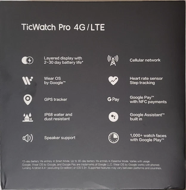TicWatch Pro GPS Android Smartwatch Black - Very good condition in original box 2
