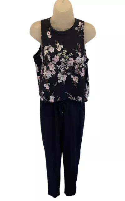 Ted Baker Jorggi Navy a Strati Stampa Floreale Pioli Gamba Tuta Misura 2 UK 10