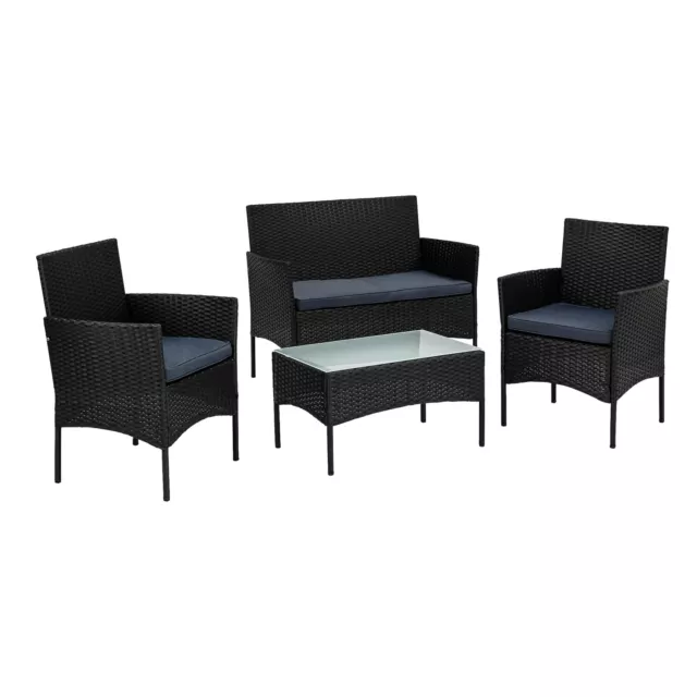 Gartenmöbel Set Rattan Lounge Set 4tlg Balkonmöbel Sitzgruppe Bistro Stuhl Tisch