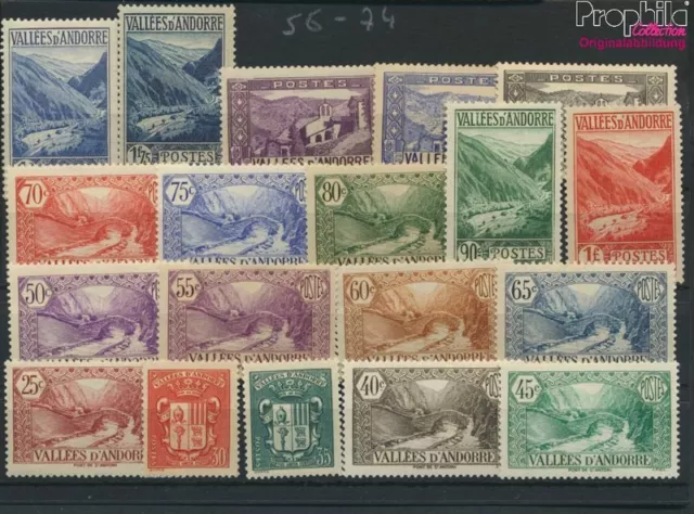 Briefmarken Andorra - Französische Post 1937 Mi 56-74 (kompl.Ausg.) postfr(94758