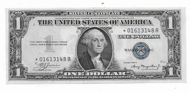 Scarce  $1 1935-A Star *01613148B Silver Certificate Gem Crisp Uncirculated