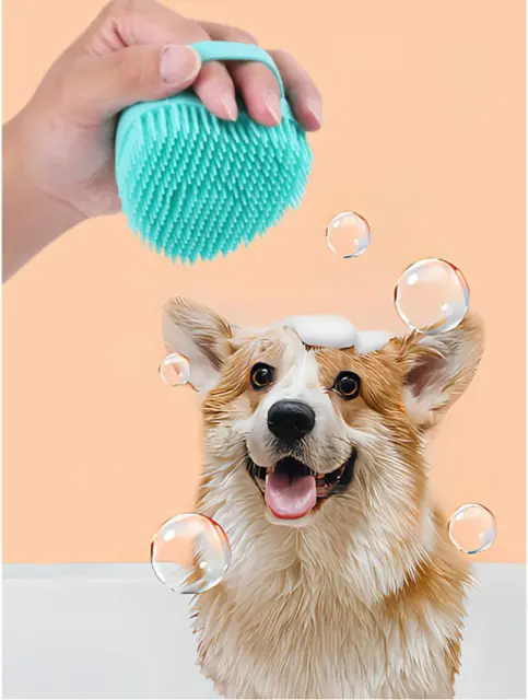 Pet Massage Bath Brush Cat Dog Wash Shampoo Dispenser Silicone Scrubber Tool