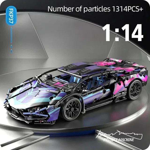 Technic Racing Purple TECHNIC CYBERPUNK LAMBORGHINI SuperCar Model Race Car Building Block ...