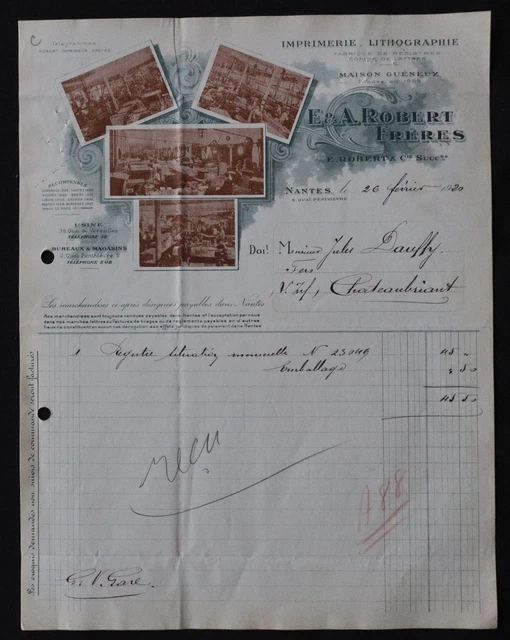 Facture Commerciale Originale REVILLON 1939 - Publicité Mode Rue De La Boétie - Document Ancien