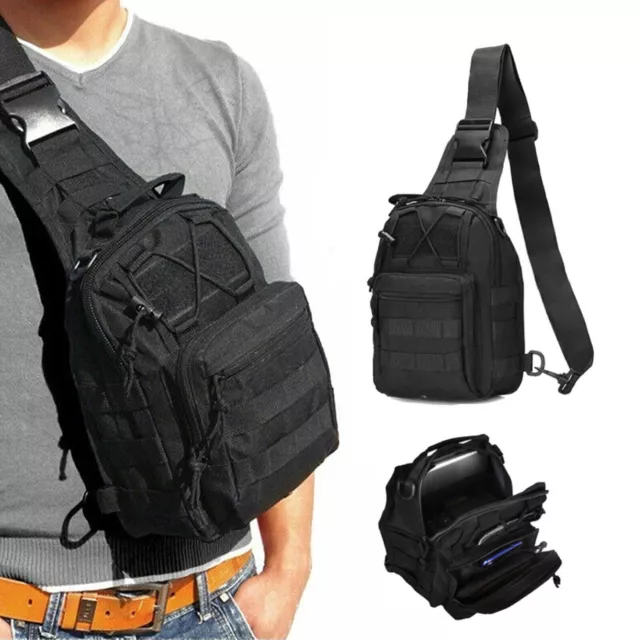 Tactical Sling Chest Pack Bag Molle Daypack Backpack Military Shoulder Bag Black