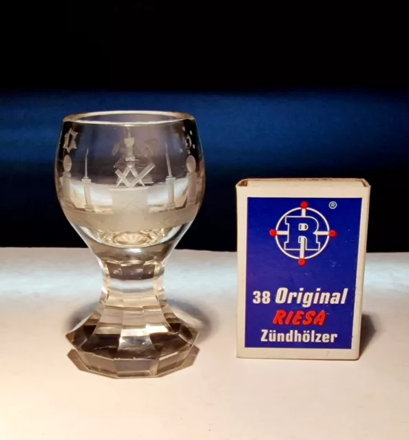 Freimaurer Glas Logenglas Schnapsglas Rarität antik