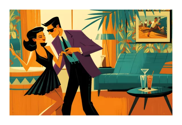 1960s Swanky Couple Mid Century Modern Art Print pg17