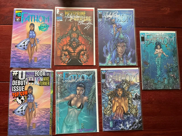 1998 Top Cow Comics MICHAEL TURNER FATHOM #0-1A/B/C SIGNED! Original + Extras!