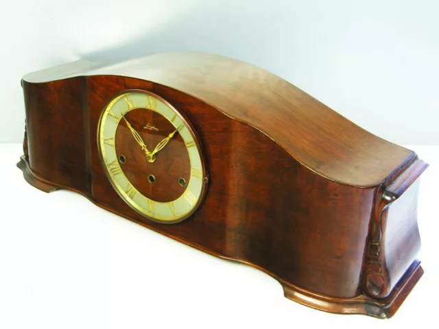 Pure Art Deco Westminster  Chiming Mantel Clock Junghans  Black Forest Germany
