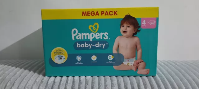 Paquet / Lot de 96 couches Pampers Baby-dry taille 4 T4 9 - 14 kg Méga Pack
