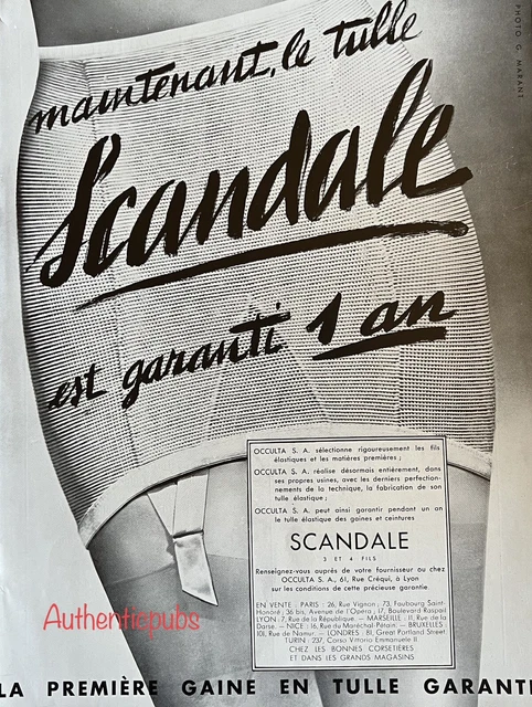 PUBLICITE SCANDALE LA GAINE EN TULLE FEMME DE 1939 FRENCH AD PUB YVES ALEXANDRE