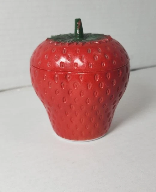 VINTAGE HAZEL ATLAS Strawberry jam jelly jar 1940s milk glass kitchen