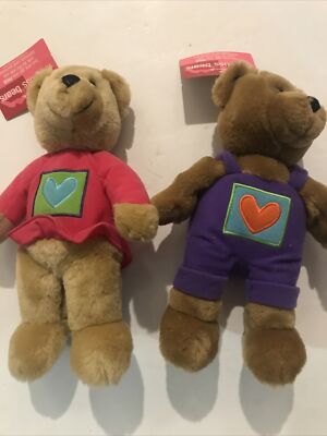 💜Hallmark Love and Kiss Kiss Bears Magnetic Noses & Hold Hands! With Tags!