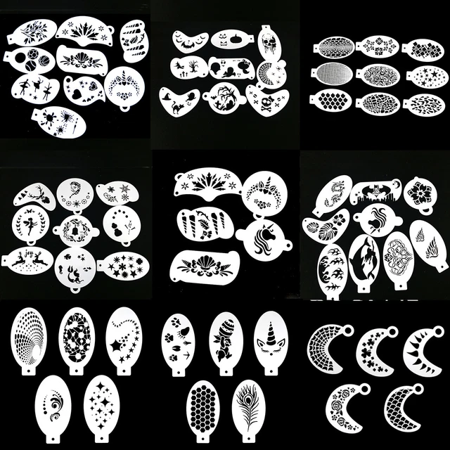 9pcs/set Reusable Pet Face Painting Template Face Paint Stencils