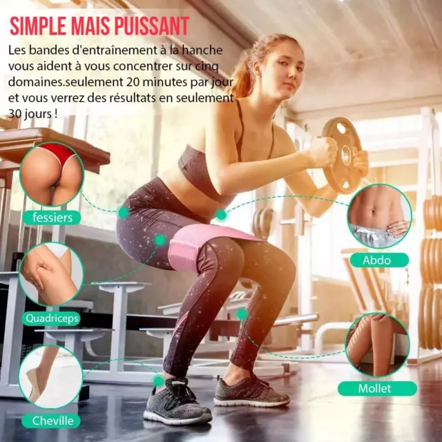 SPECIAL OFFRE 6Bandes Élastiques de fitness en Tissu/ 6types de résistances