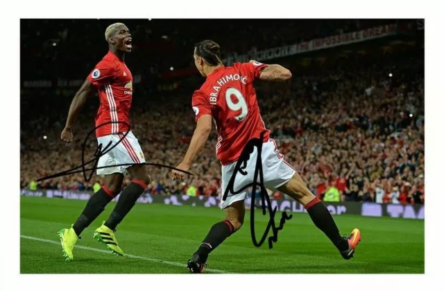 Paul Pogba & Zlatan Ibrahimovic - Manchester United Signed Photo Poster Print