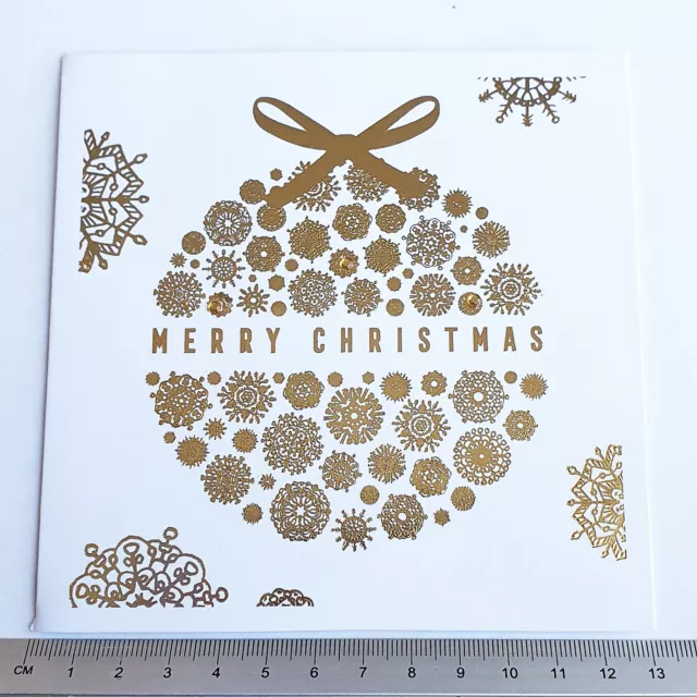 Christmas Card Charity Snowflake Bauble Gold Metallic White Children In Need UK