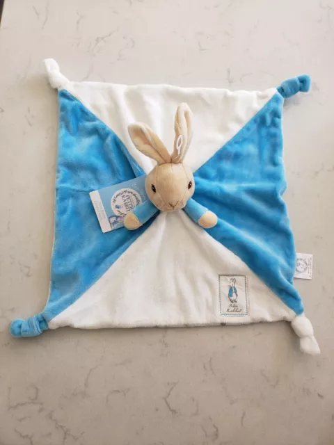 Peter Rabbit My First Peter Bunny Blue White Blanket Plush Soft Comforter New