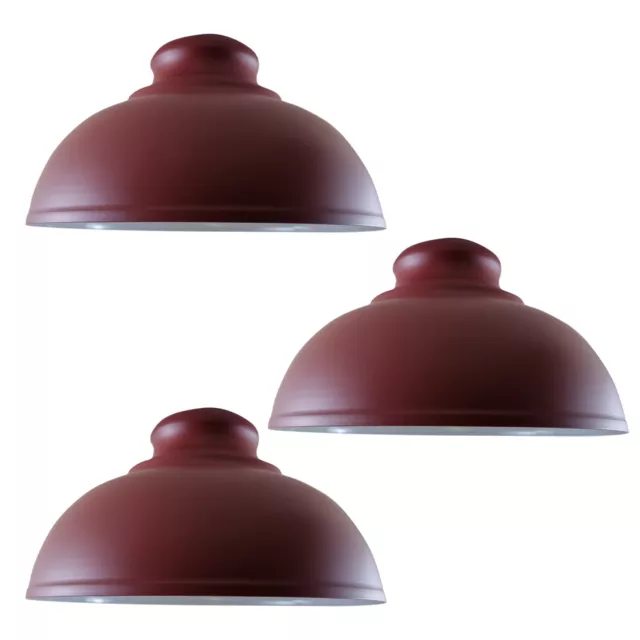 Burgundy Metal Curvy Lamp Shade Set of 3 - 29cm Vintage Style