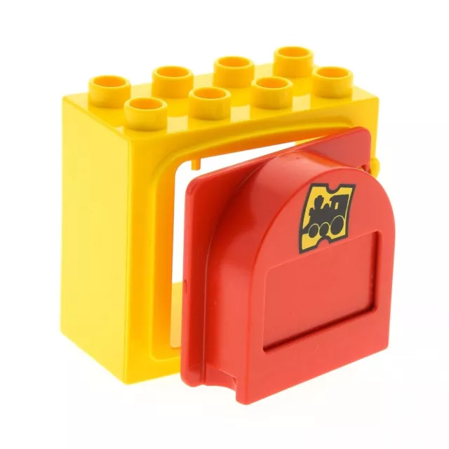 1x LEGO Duplo Window Frame Small 2x4x3 Yellow Door 1x4x3 Train 2230pb01c01 2332b