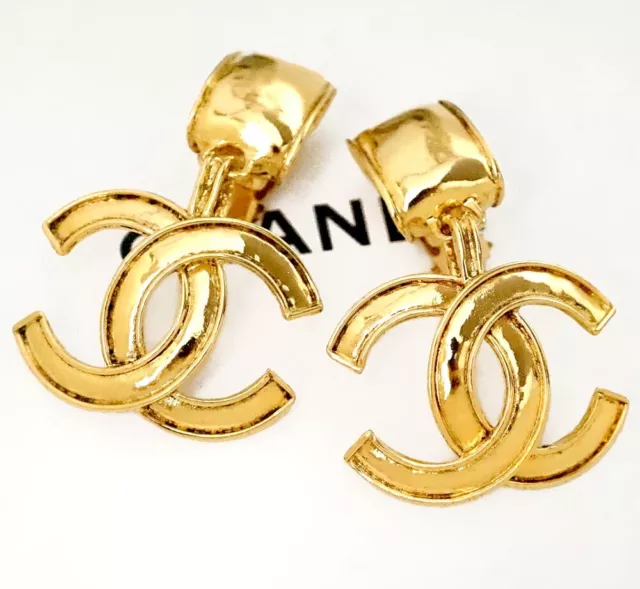 CHANEL 21K GOLD, Crystal, & Pearl CC Logo Disco Ball Dangle earrings NEW w  Box $975.00 - PicClick