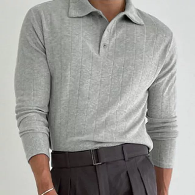 Para hombres Mangas Largas Tejido Cálido Suéter Prenda para el torso Con Botones Cuello Camisetas Camisetas 3