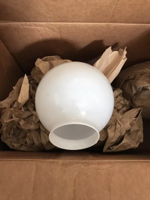 Vintage Off White Milk Glass Shade 6” Round Globe  Light 3 1/4” Base