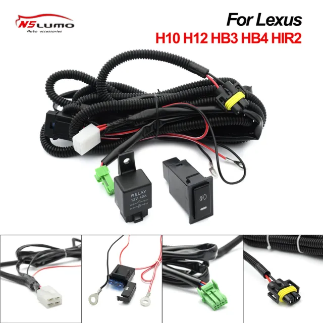 For Lexus H8 H11 LED Fog Lights Wiring Harness Indicator Switch Relay Kits 40A