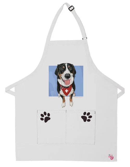 Greater Swiss Mountain Dog Apron Two Pocket Bib Apron with Adj Neck