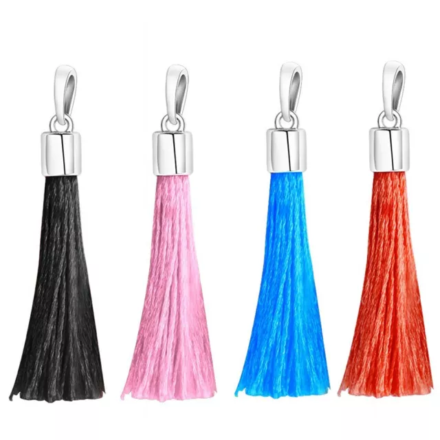 TASSEL-Solid 925 sterling silver/nylon- Charm/Pendant/Necklace-Chain opt