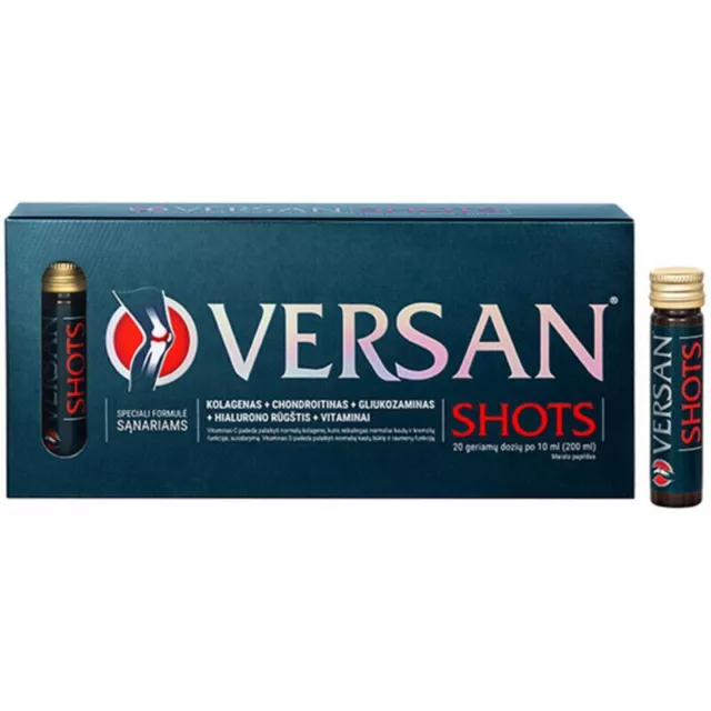 VERSAN Shots Strong 20 Doses of 10 ml for Joints Collagen Hyaluronic Acid 200 ml