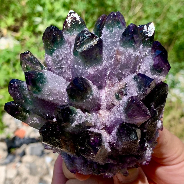 516G New Find purple PhantomQuartz Crystal Cluster MineralSpecimen