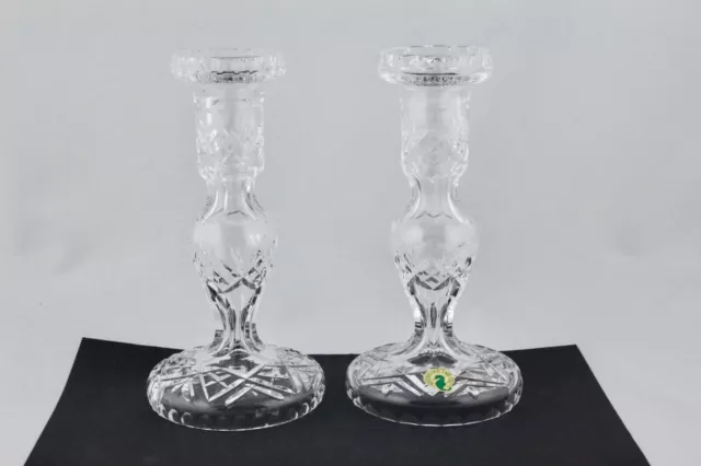 Set Of 2 Retired Waterford Crystal Bethany Candlesticks Candle Holder 7.5”-Mint