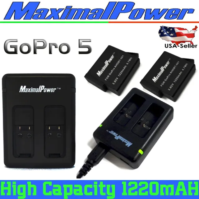 Battery or USB Charger For GoPro Hero 5 Hero6  Black AHDBT-501 USA seller