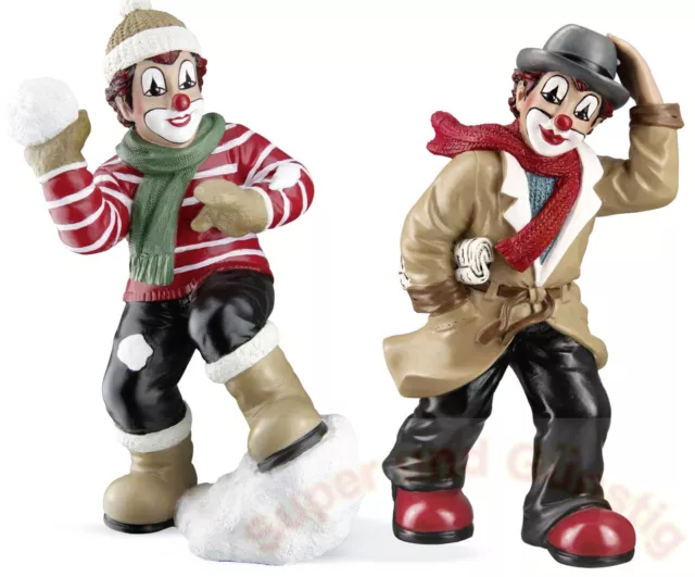 Gilde Clown Schneeballschlacht oder Stürmische Zeiten handbemalte Sammlerfigur