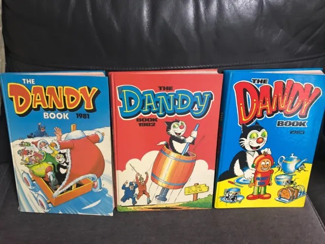 3 Vintage Retro "DANDY"  Annuals  1981, 1982 and 1983. Unclipped. Good Condition