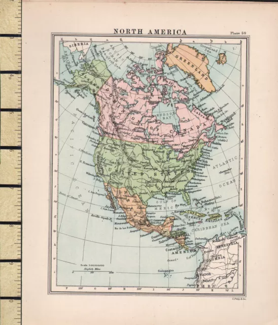 c1880 VICTORIAN MAP ~ NORTH AMERICA ~