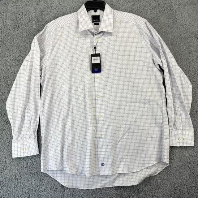 David Donahue Mens Long Sleeve Shirt 18 X 34/35 White/Lilac NWT