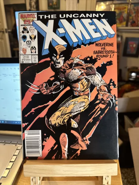 Uncanny X-Men #212 NM (9.2-9.4) Newsstand! Classic Sabretooth Battle! Vf To NM